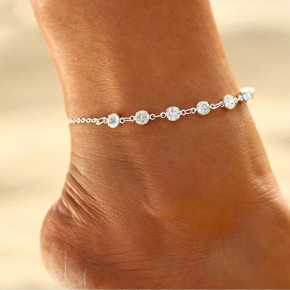 Silver Tone Rhinestone Anklet - NWT - Picture 1 of 3